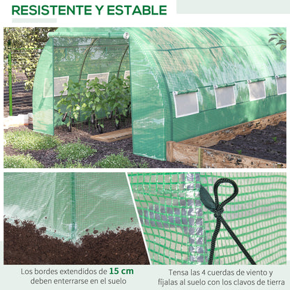 Outsunny Invernadero De Exterior 4x3x2 M Con Puerta Y 8 Ventanas De Malla Verde_5