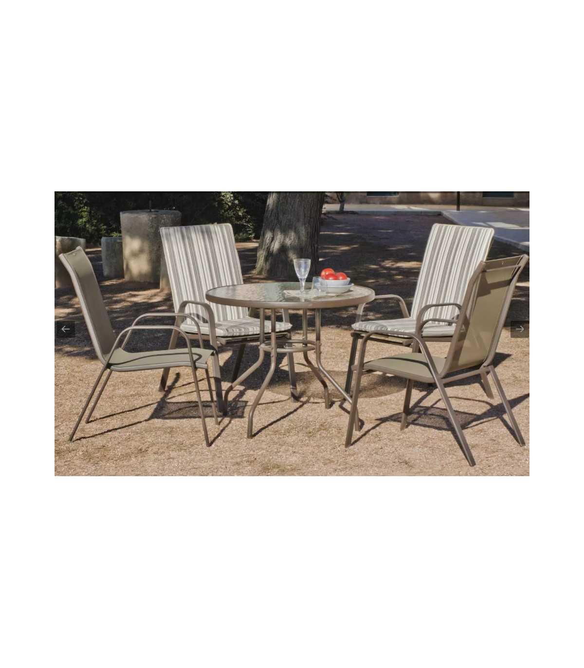 Pack De 4 Sillones Acero/textilen Macao-3 Apilables Bronce. 94 Cm(alto) 54 Cm(ancho)84 Cm(_4