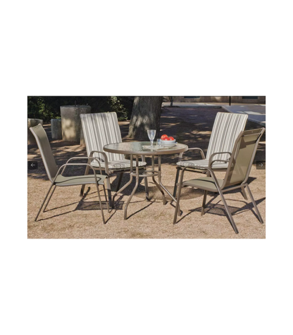 Pack De 4 Sillones Acero/textilen Macao-3 Apilables Bronce. 94 Cm(alto) 54 Cm(ancho)84 Cm(_1