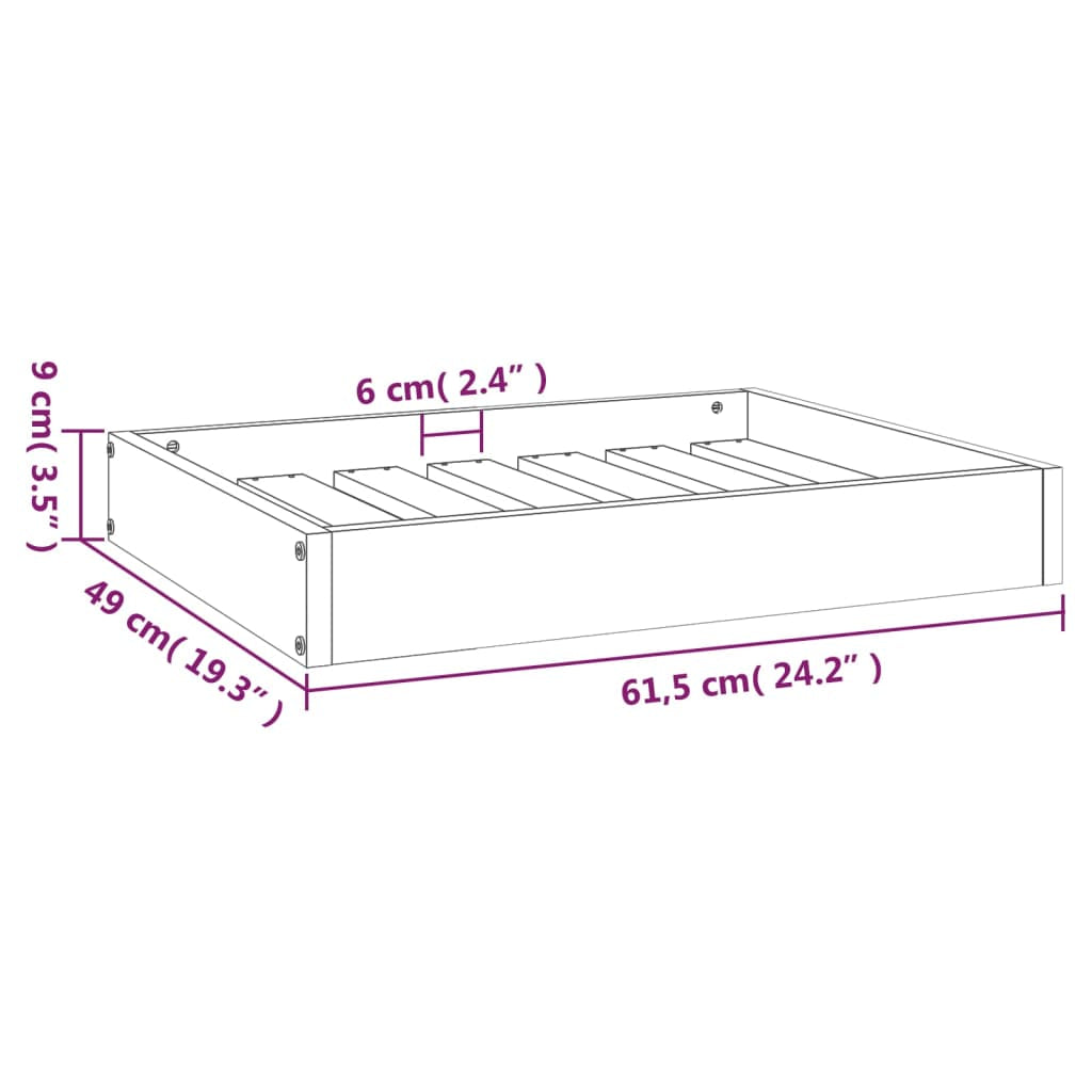Vidaxl Cama Para Perros Madera Maciza De Pino Gris 61,5x49x9 Cm_2