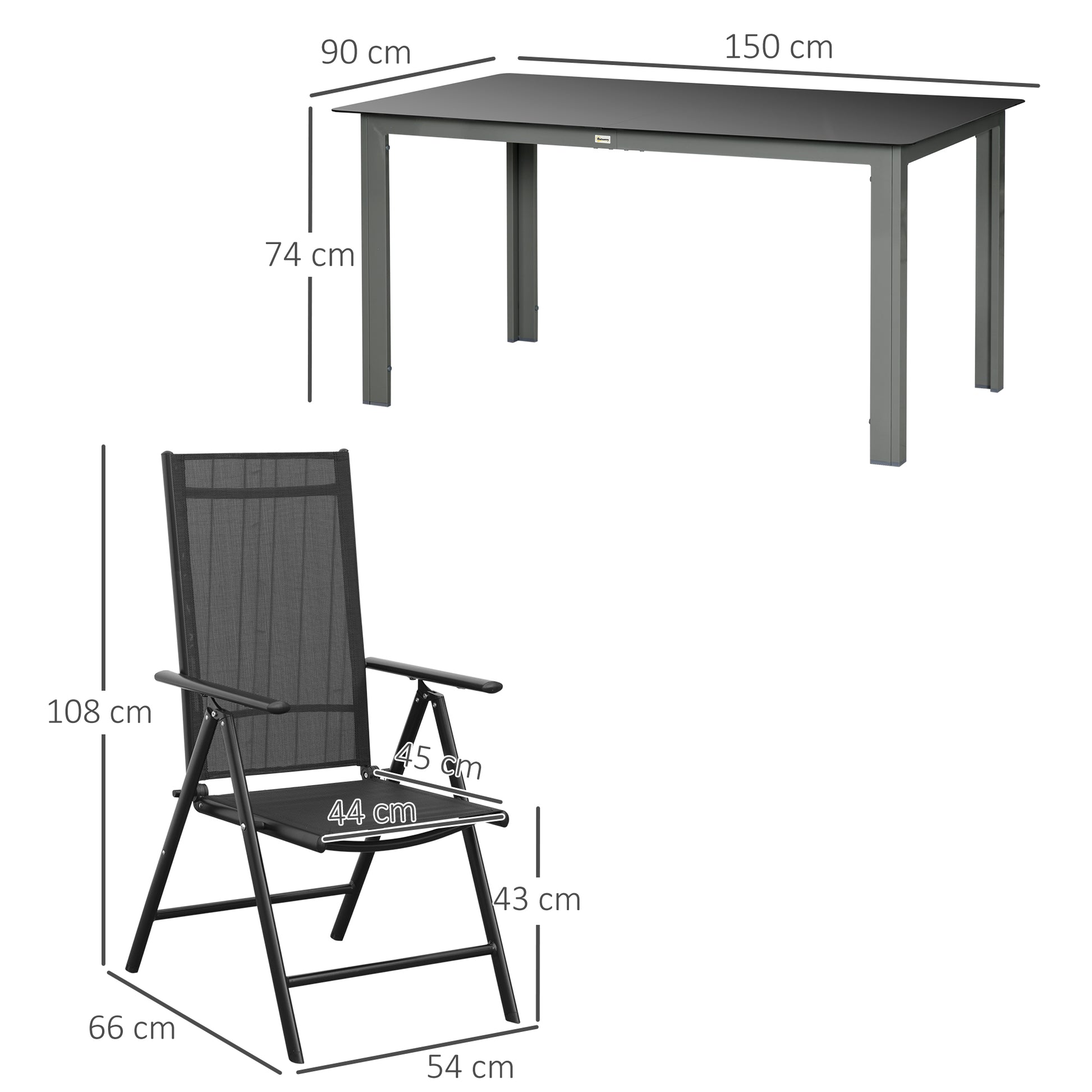 Outsunny Conjunto De Muebles De Jardín De Aluminio 7 Piezas Con 6 Sillas Y Mesa_2