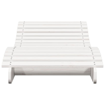 Tumbona De Madera Maciza De Pino Blanca 205x70x31,5 Cm / Vetonek_3