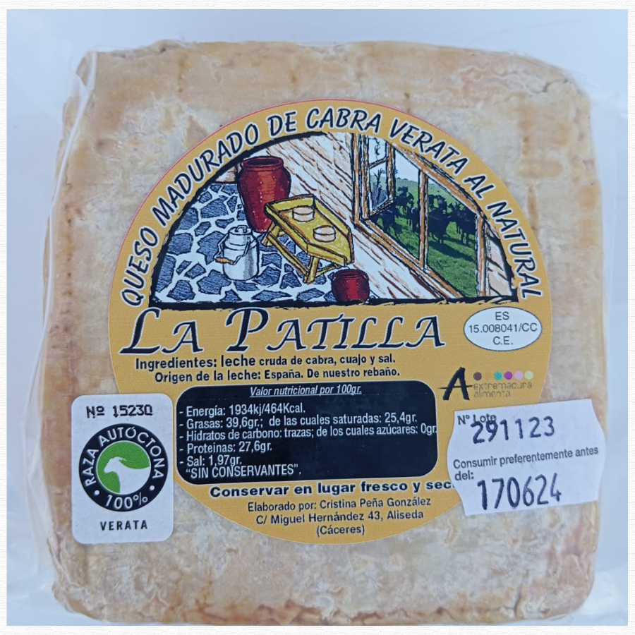 Queso Artesano Cuadrado Curado De Cabra Verata Extremadura 500 gramos aprox_0