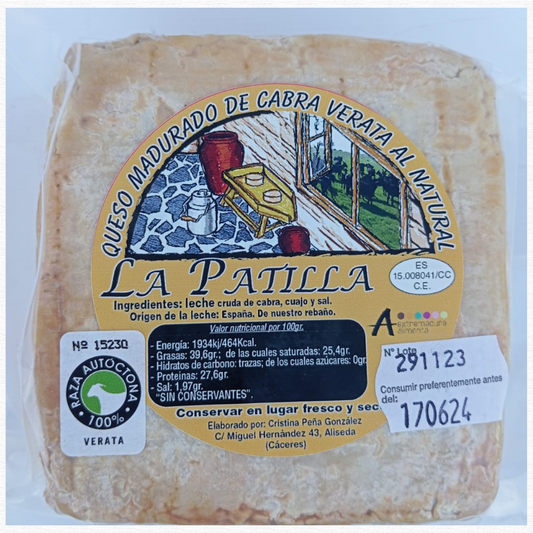 Queso Artesano Cuadrado Curado De Cabra Verata Extremadura 500 gramos aprox_0