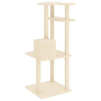 Rascador Para Gatos Con Postes De Sisal Color Crema 123 Cm_4