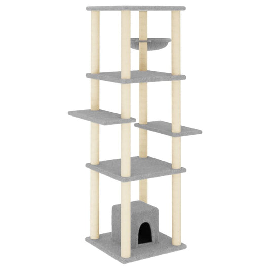 Vidaxl Rascador Para Gatos Con Postes De Sisal Gris Claro 154 Cm_0
