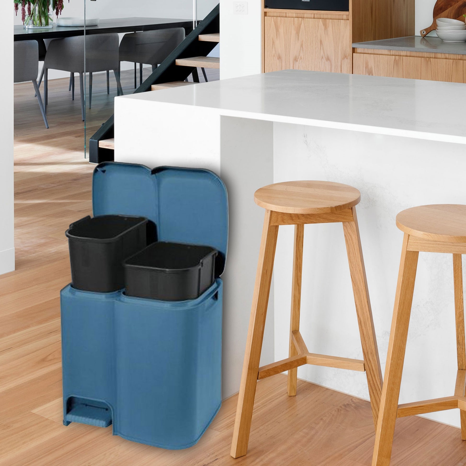 Cubo De Reciclaje patty2 Con Dos Compartimentos Y Cubos Extraibles Color Azul_3