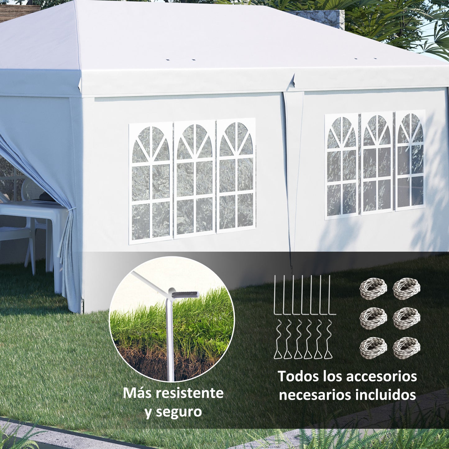 Outsunny Carpa Plegable 6x3 M Con 6 Paneles 2 Puertas Con Cremallera Blanco_5