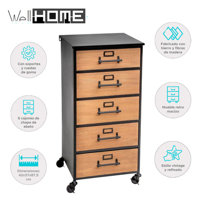 Wellhome Cajonera Archivos Retro Metal Y Madera_1