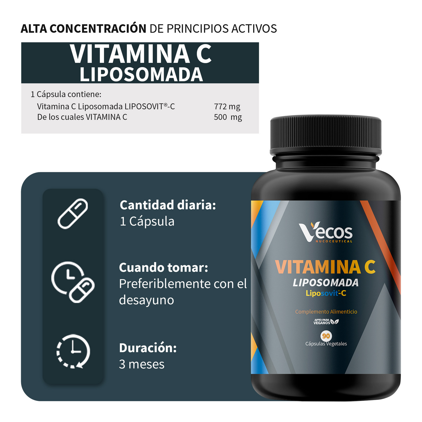 Vitamina C Liposomada VECOS (90 cápsulas) | Sistema inmune y Rendimiento Diario | Alta absorción y pureza | LiposovitC®_2
