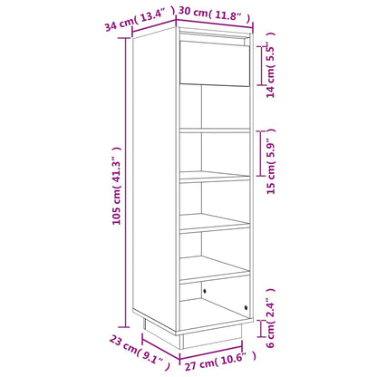 Mueble Zapatero De Madera Maciza De Pino Negro 30x34x105 Cm / Vetonek_3