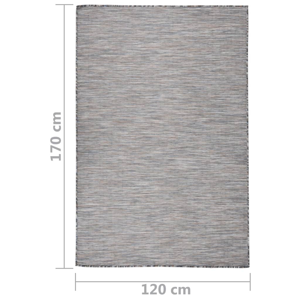 Alfombra De Exterior De Tejido Plano Marrón Y Azul 120x170 Cm / Vetonek_3