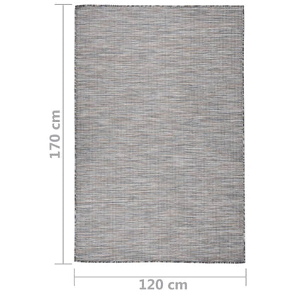 Alfombra De Exterior De Tejido Plano Marrón Y Azul 120x170 Cm / Vetonek_3