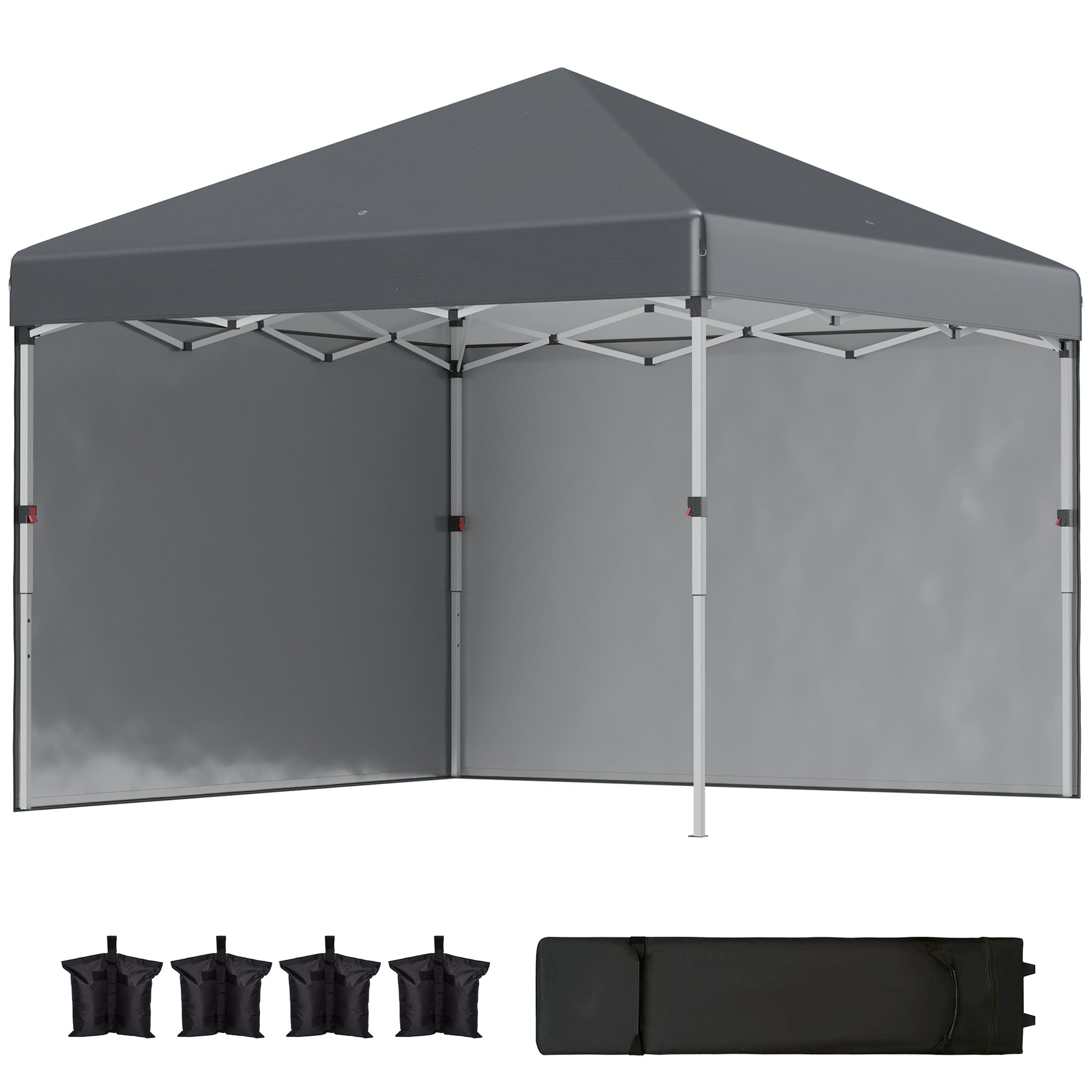 Outsunny Carpa Plegable 3x3 M Altura Ajustable Y Bolsa De Transporte Gris Oscuro_0