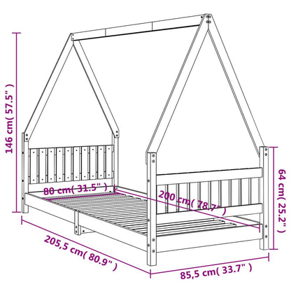 Vidaxl Estructura De Cama Para Niños Madera De Pino Blanco 80x200 Cm_2