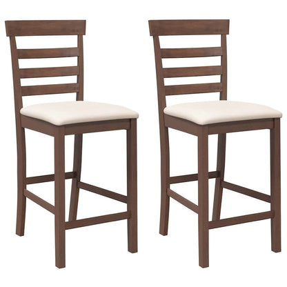 Taburetes De Bar Con Cojines 2 Uds Madera Maciza Marrón Caucho_0