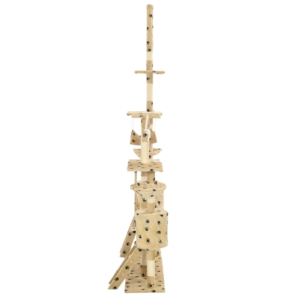Rascador Para Gatos Con Poste De Sisal 230-250 Cm Huellas Beige_3