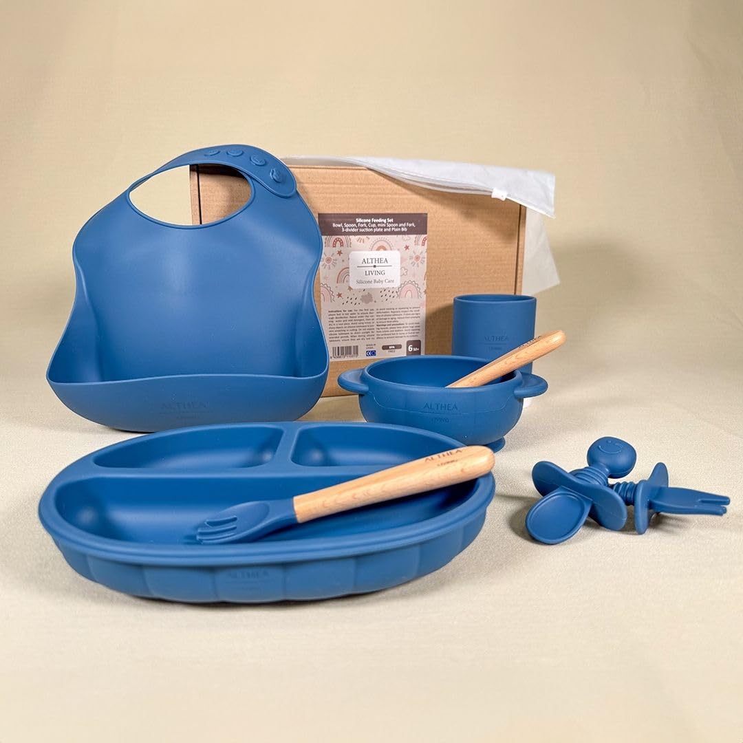 Vajilla De Silicona Orgánica - 8 Piezas - Azul Marino._4