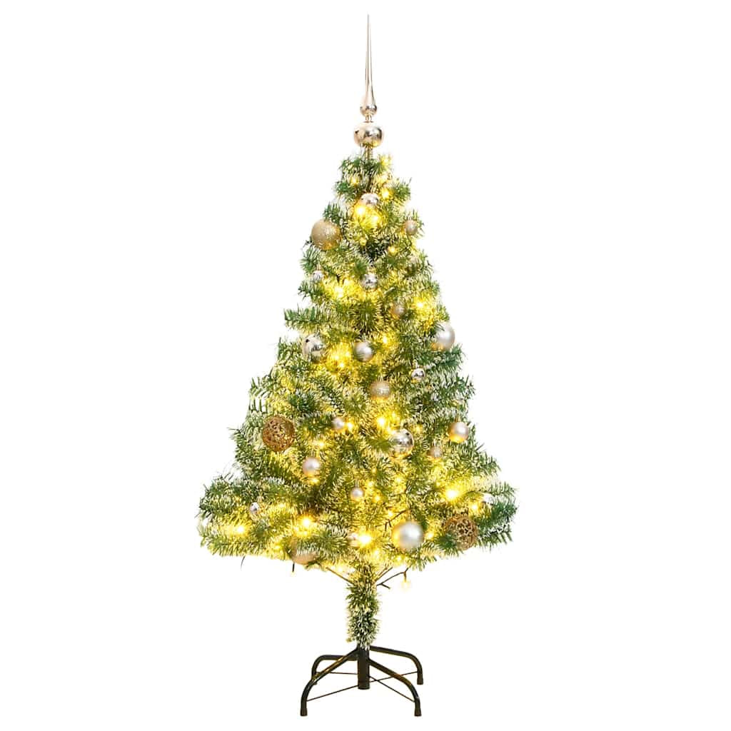 Vidaxl Árbol De Navidad Artificial Con 150 Leds Bolas Y Nieve 150 Cm_0