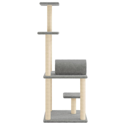 Vidaxl Rascador Para Gatos Con Postes De Sisal Gris Claro 136 Cm_4