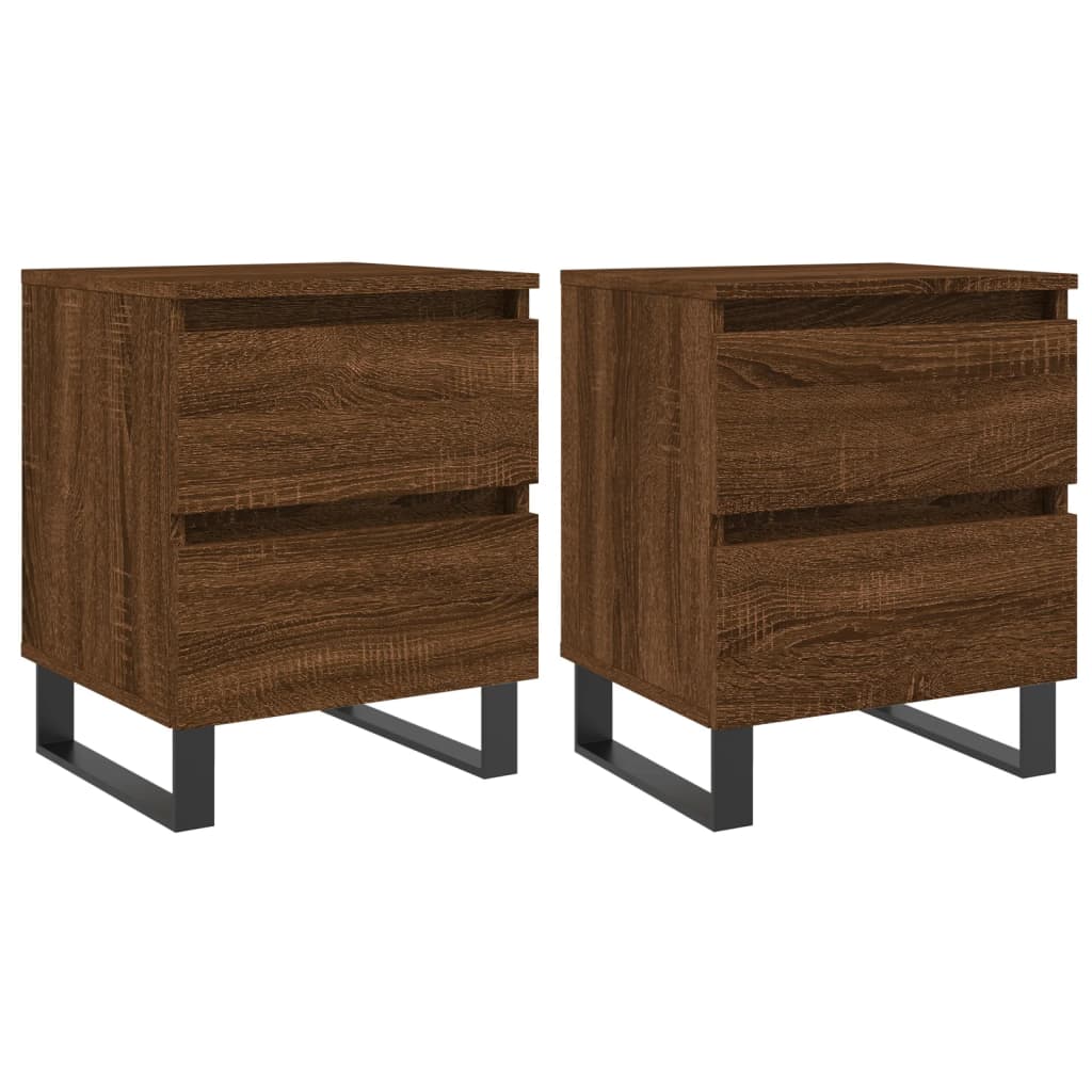 Mesitas Noche 2 Uds Madera Ingeniería Marrón Roble 40x35x50 Cm_0