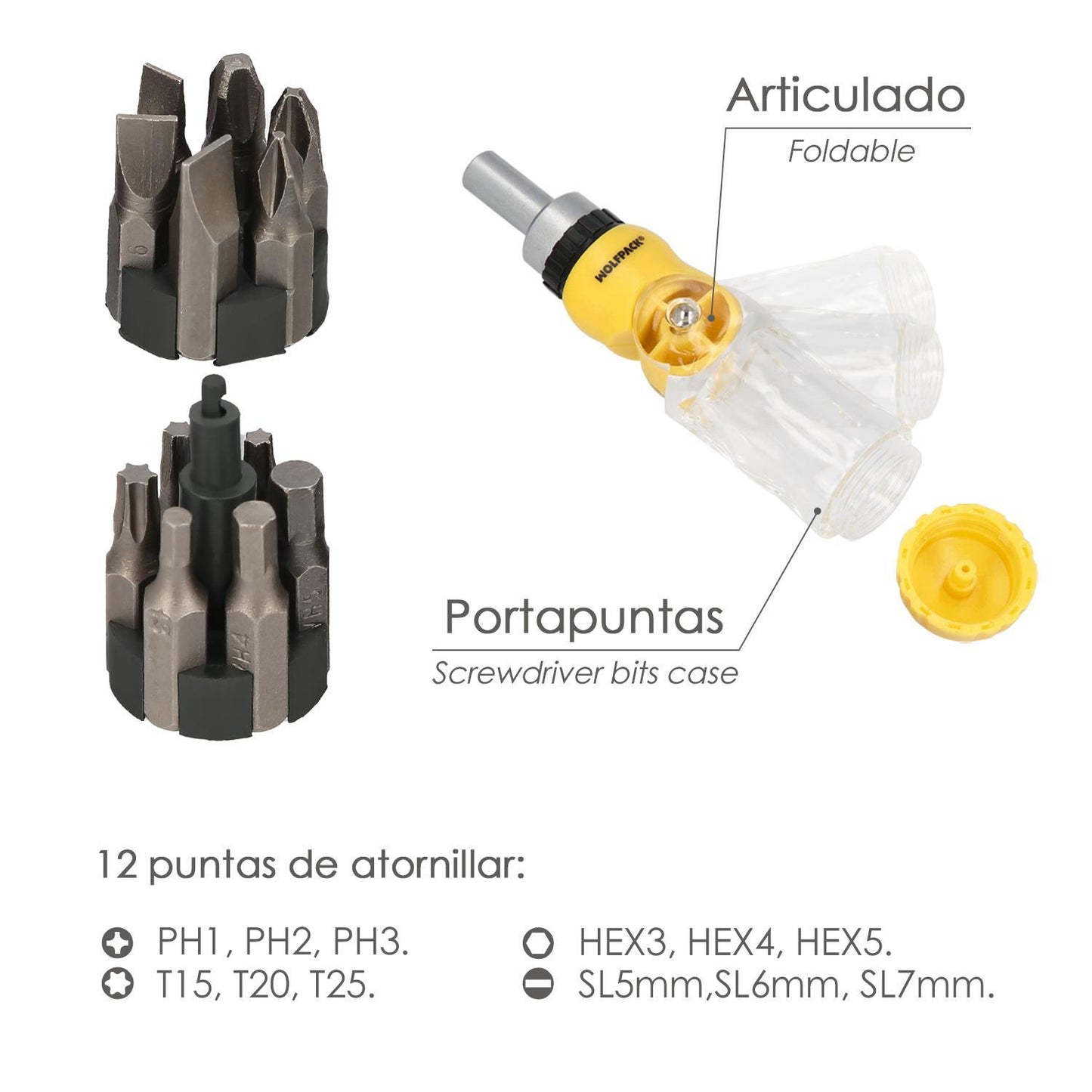 Destornillador Carraca Articulado Con 12 Puntas. Destornillador Trinquete, Juego Destornillador, Destornillador Con Puntas_1
