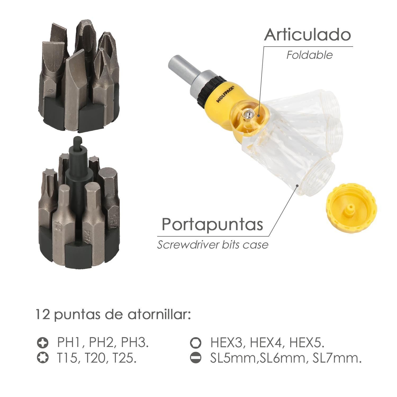 Destornillador Carraca Articulado Con 12 Puntas. Destornillador Trinquete, Juego Destornillador, Destornillador Con Puntas_1