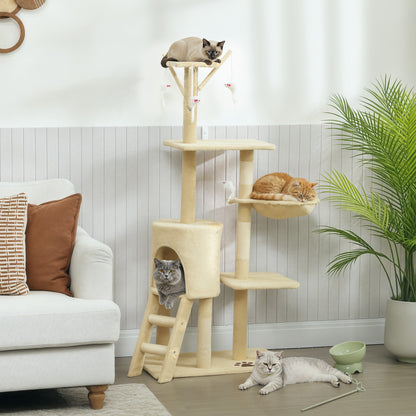 Pawhut Árbol Para Gatos Rascador Grande 50x35x134,2 Cm Con Nidos Plataformas_1