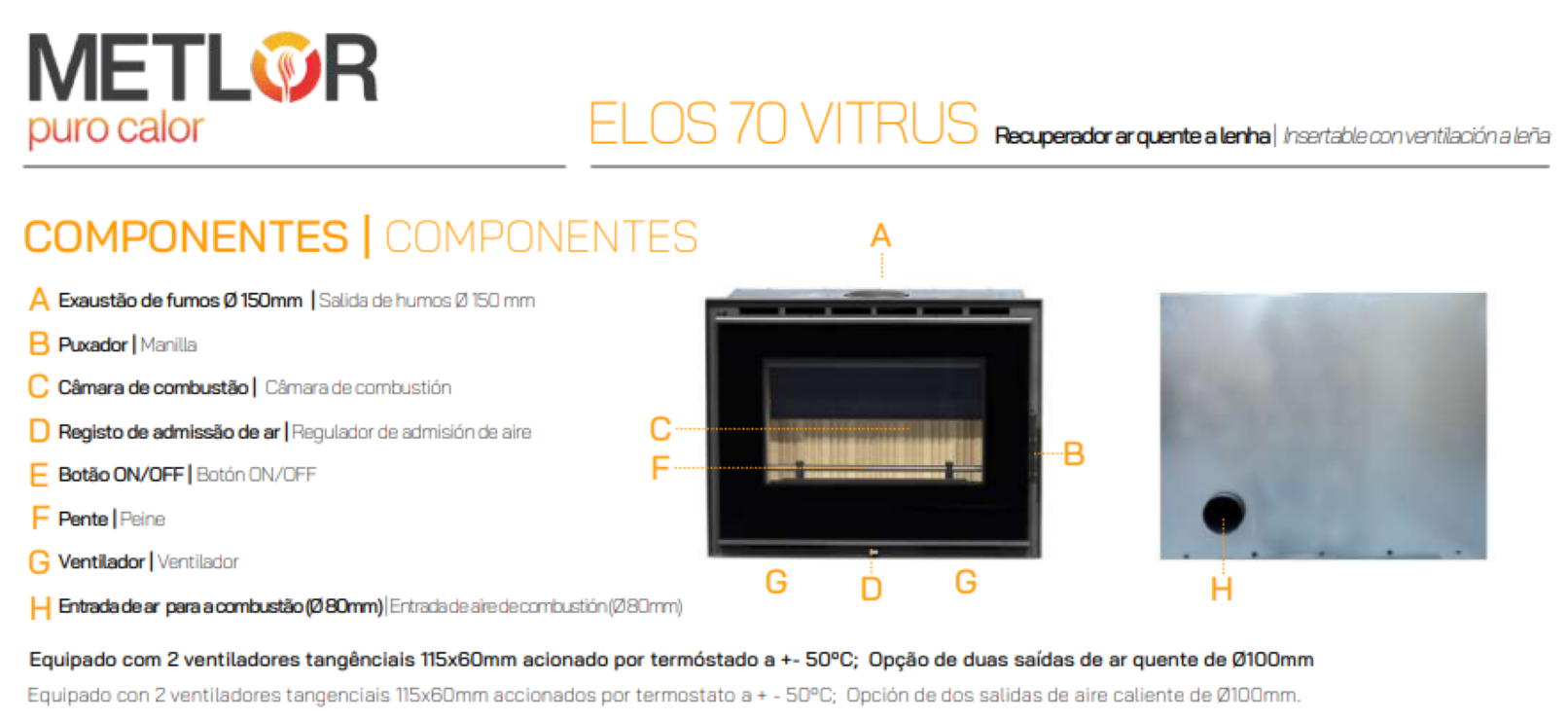 Insertables Con Ventilación A Leña Metlor Modelo Elos 70 Vitrus_3