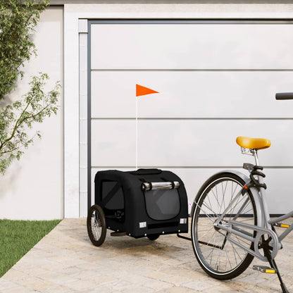 Remolque De Bicicleta Mascotas Hierro Tela Oxford Negro_1