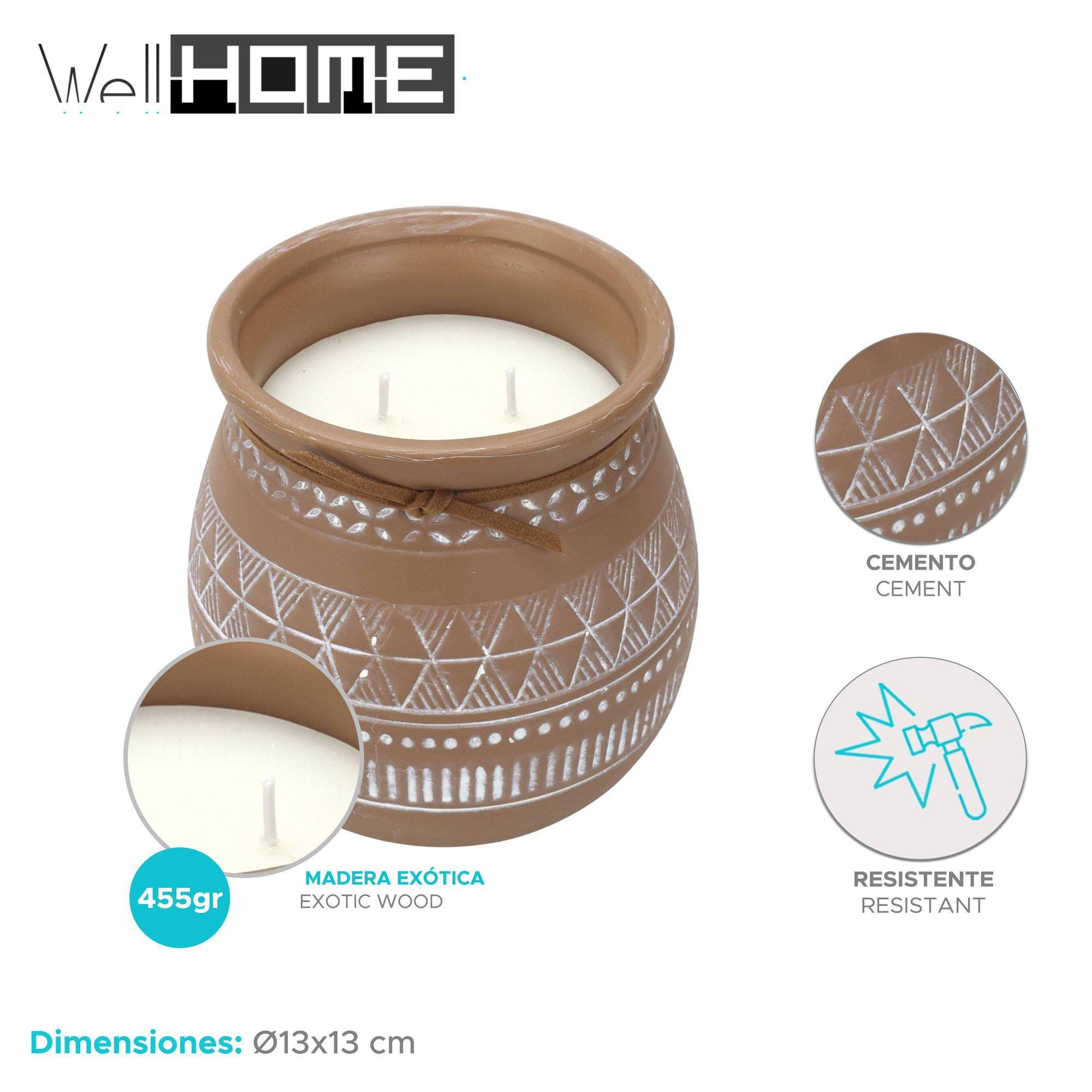 Well Home - Pack 3 Velas Aromática Envase De Cemento_1