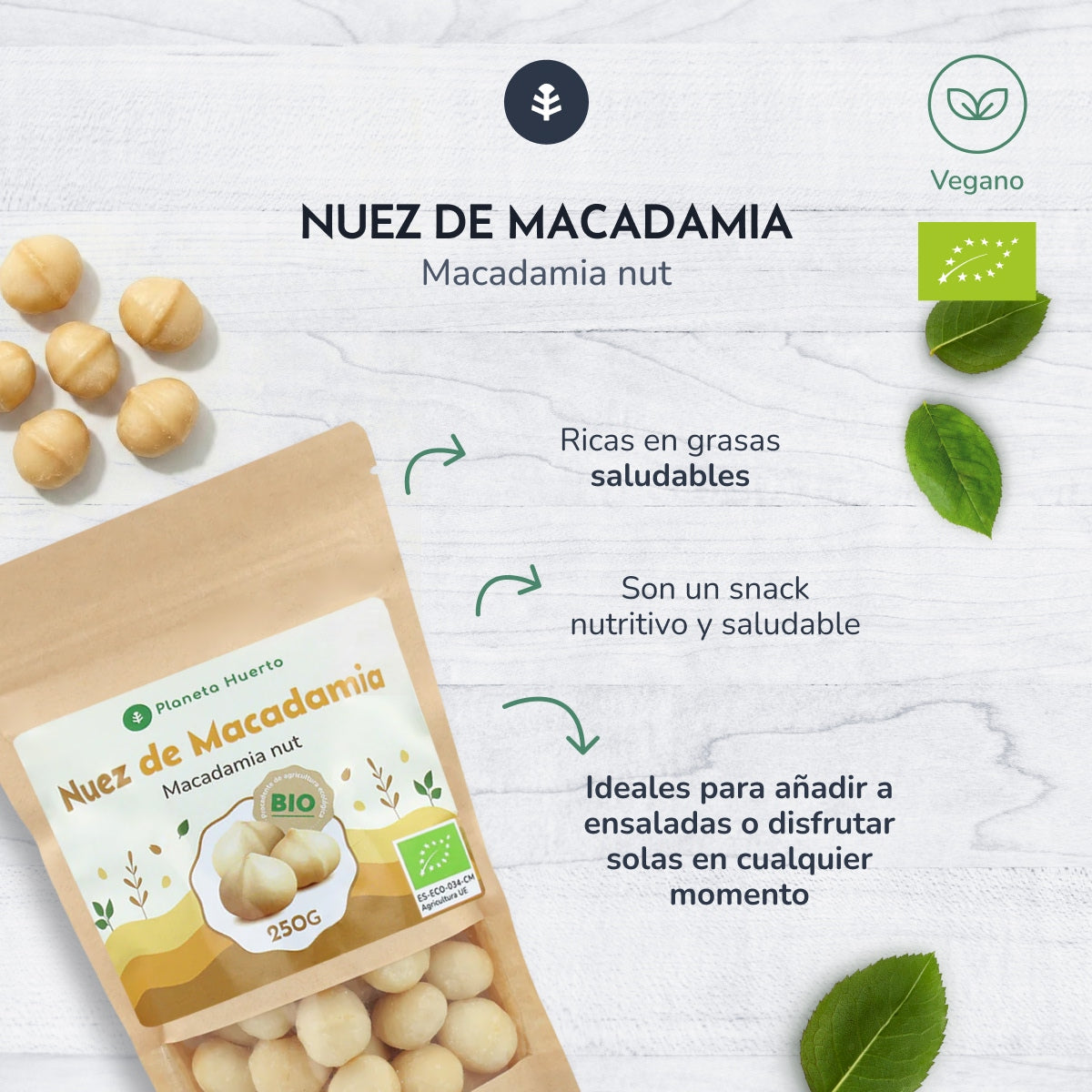 Nueces de macadamia ECO Planeta Huerto 250 g