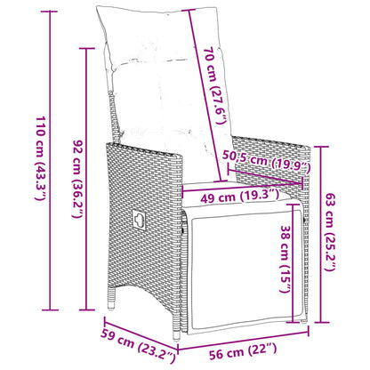 Set Comedor De Jardín 5 Piezas Con Cojines Ratán Sintético Gris / Vetonek_3