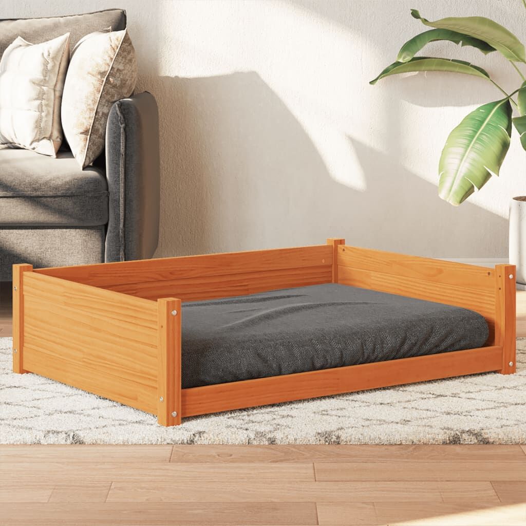 Vidaxl Cama Para Perros Madera De Pino Marrón Cera 105,5x75,5x28 Cm_1