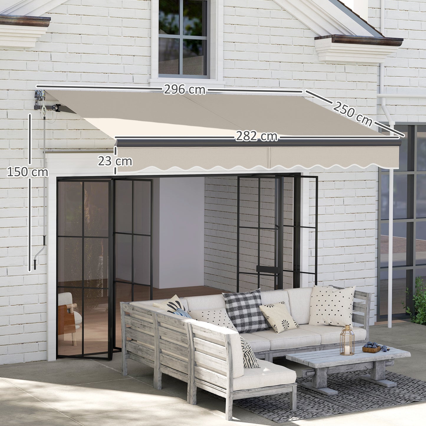 Outsunny Toldo Eléctrico Retráctil Con Mando A Distancia 3x2,5 M Crema_2