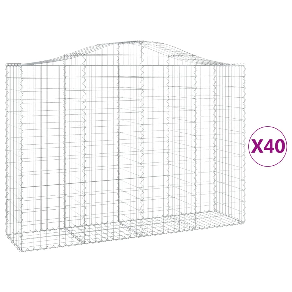 Cestas Gaviones 40 Uds Forma De Arco Hierro 200x50x140/160 Cm_0
