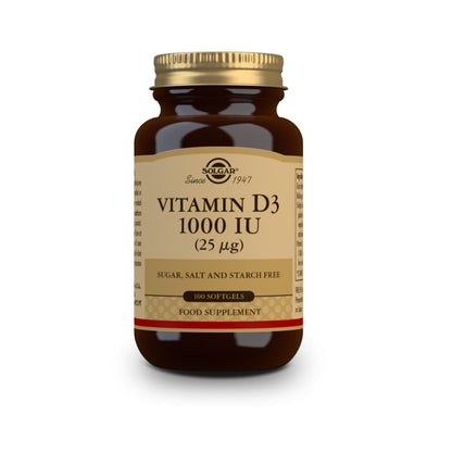 Vitamina D3 1000 UI, 100 pérolas de 25μg