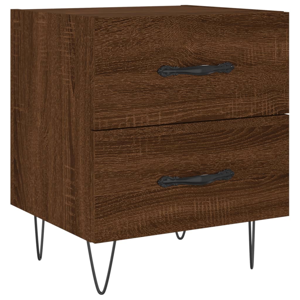 Mesita Noche 2 Uds Madera Ingeniería Marrón Roble 40x35x47,5 Cm_3