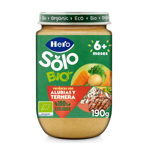 Pote de feijão e carne Eco +6 meses, Hero Baby SOLO, 190 g