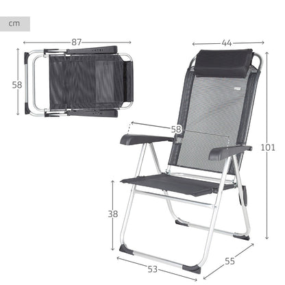 Silla Plegable Camping Multiposición Gris Oscuro C/cojín Aktive_3