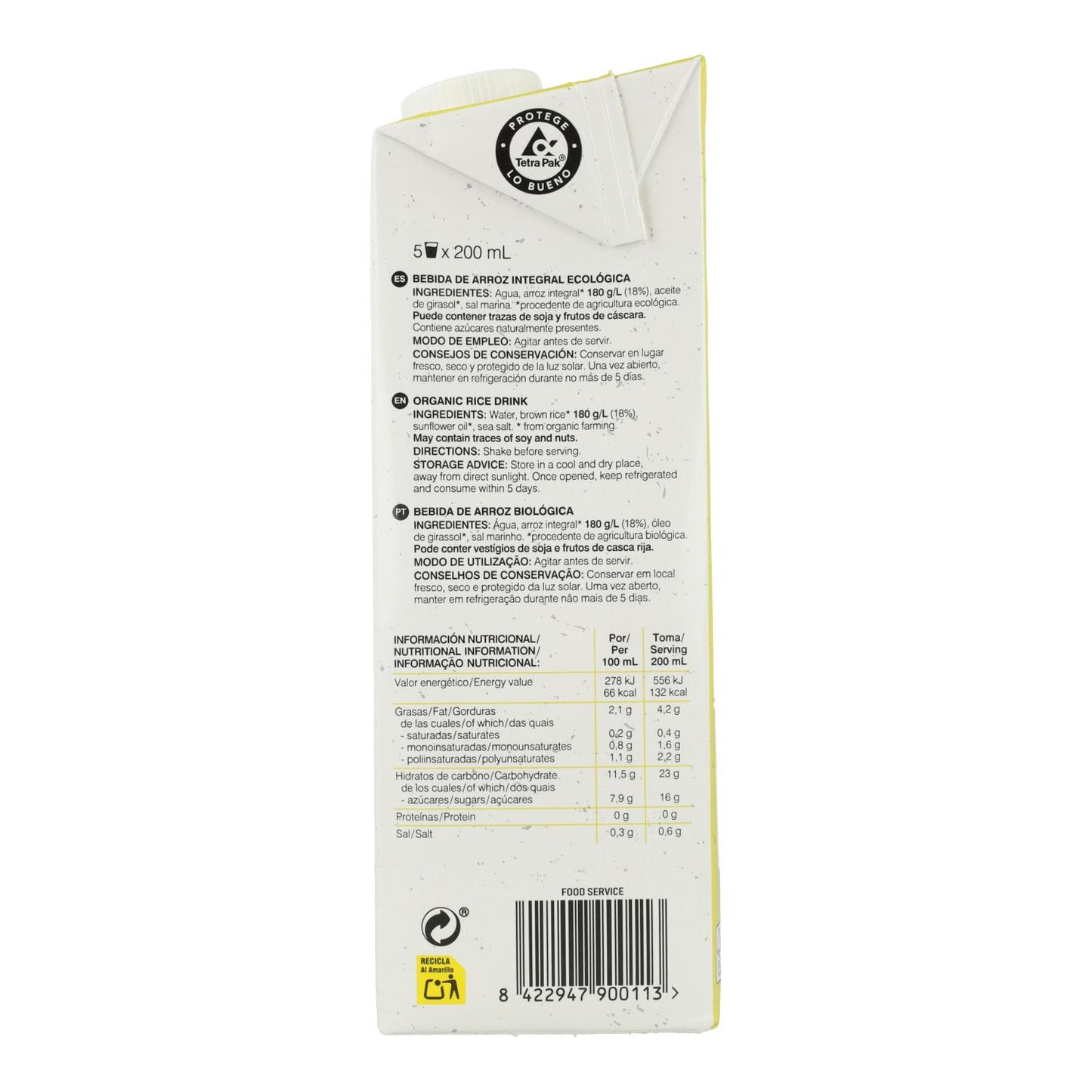 Bebida de Arroz Integral Soria Natural 1 L