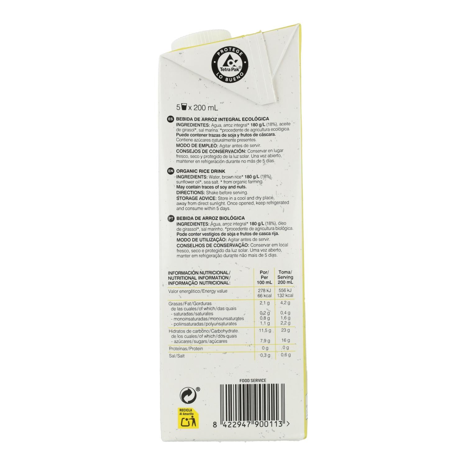 Pack 6 x  Bebida de Arroz Integral Soria Natural 1 L