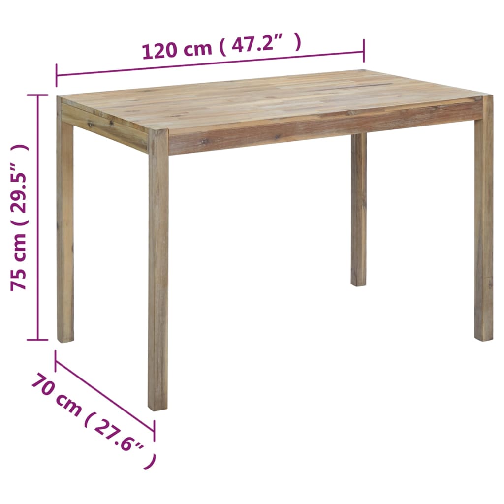 Mesa De Comedor De Madera Maciza De Acacia 120x70x75 Cm_4