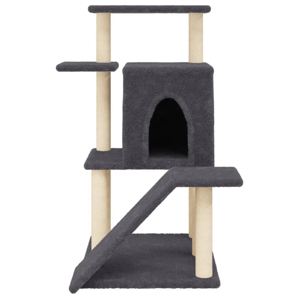 Rascador Para Gatos Con Postes De Sisal Gris Oscuro 97 Cm_3