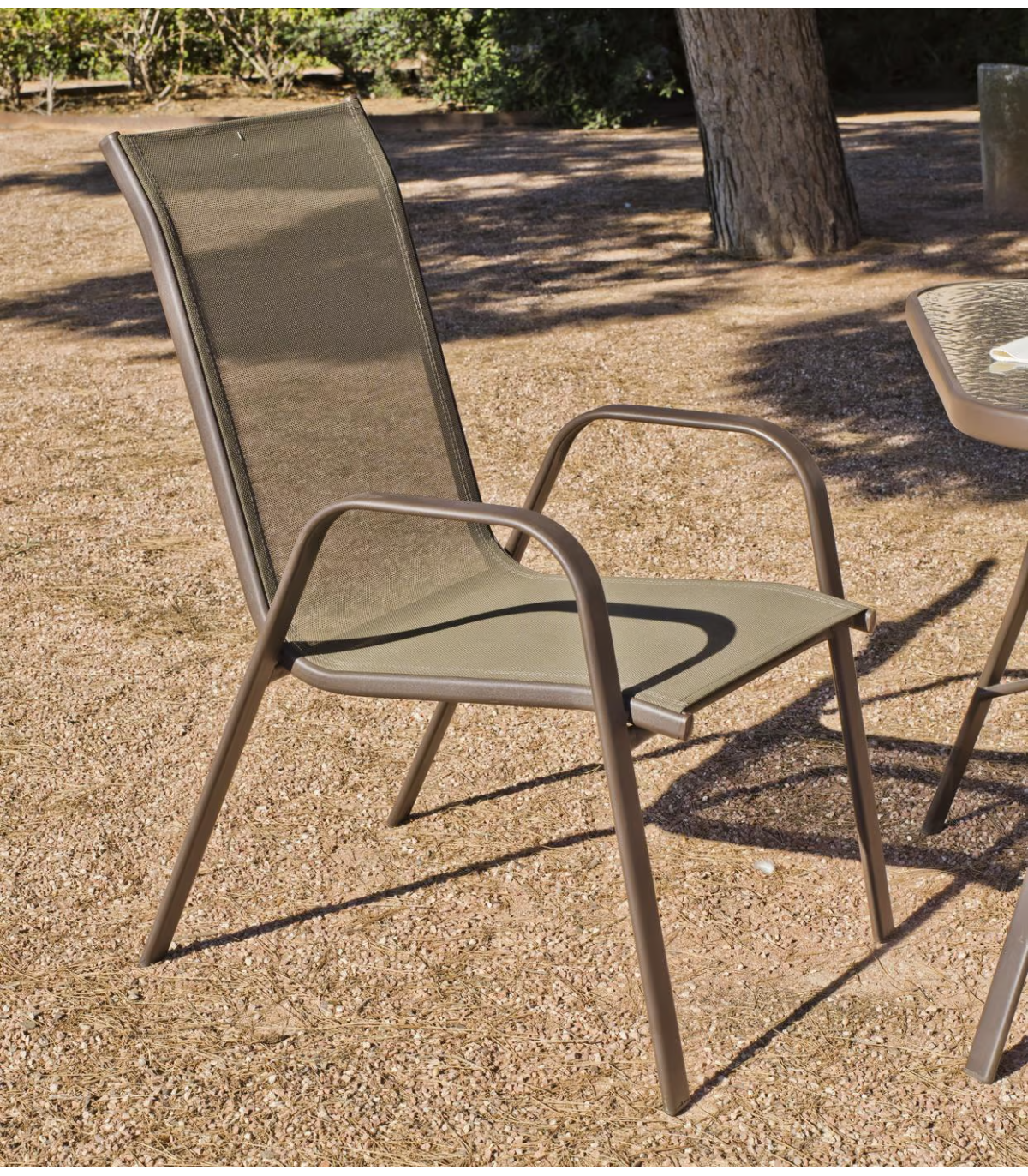Pack De 4 Sillones Acero/textilen Macao-3 Apilables Bronce. 94 Cm(alto) 54 Cm(ancho)84 Cm(_0
