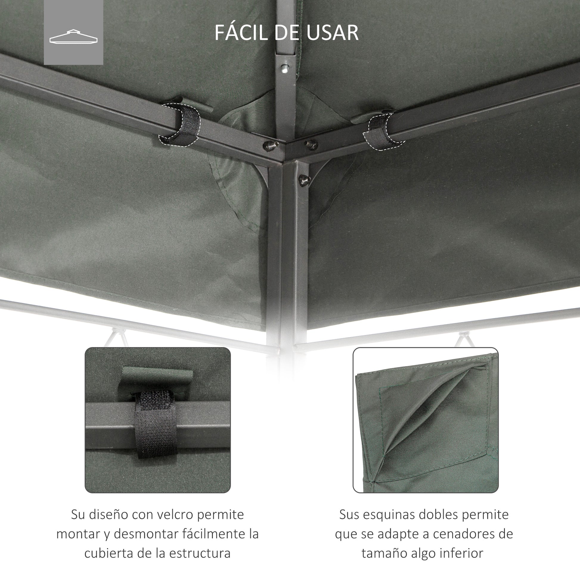 Outsunny Techo De Repuesto 4x3 M Para Cenador Jardín Exterior 2 Niveles Gris_5