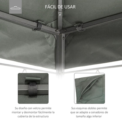 Outsunny Techo De Repuesto 4x3 M Para Cenador Jardín Exterior 2 Niveles Gris_5