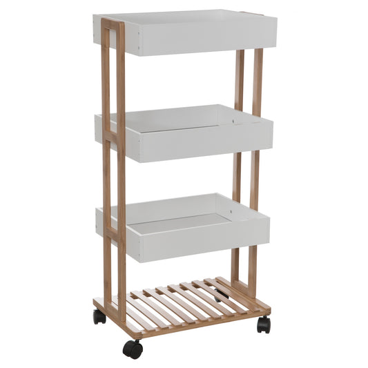 Wellhome - Carro naturéo 4 Niveles Con Ruedas Bambú Blanco_0