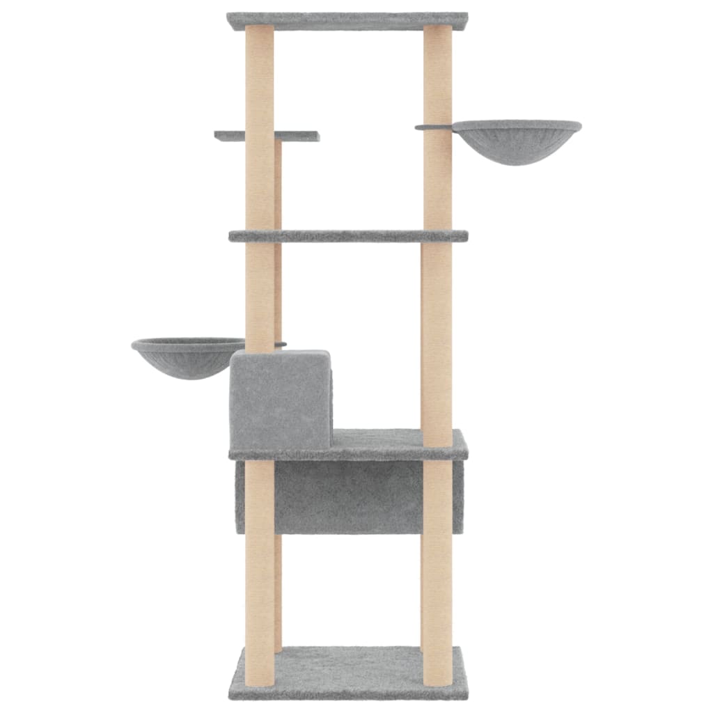 Rascador Para Gatos Con Postes De Sisal Gris Claro 141 Cm_3