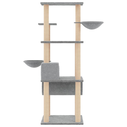 Rascador Para Gatos Con Postes De Sisal Gris Claro 141 Cm_3